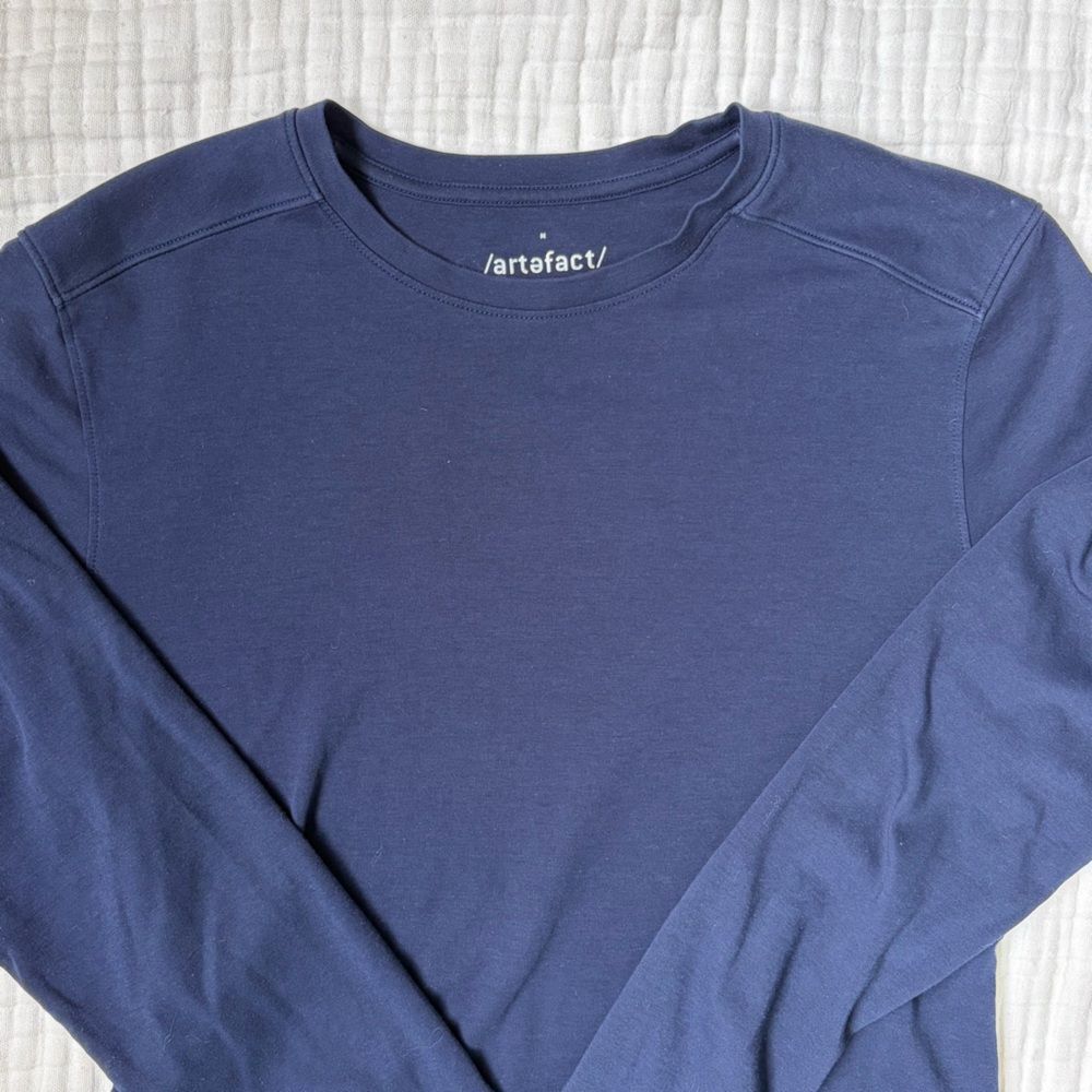 Artefact Navy Pima Cotton Long Sleeve Tee Shirt Men Medium